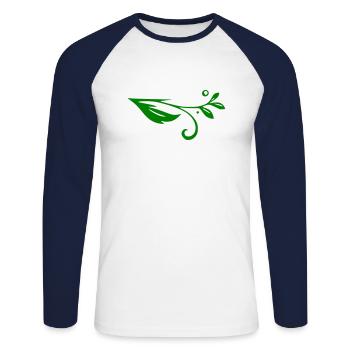 Vigne s’épanouit - T-shirt baseball manches longues Homme - blanc/marine - Devant - Nik (191cm)
