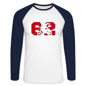 Moto 62 Biker - Unisex Baseballshirt langarm - Weiß/Navy - Vorne - Nik (191cm)