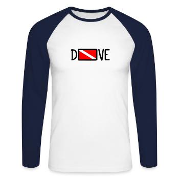 Plongée Plongeur Down Flag Plongée sous-marine Taucher Tauchen - T-shirt baseball manches longues Homme - blanc/marine - Devant - Nik (191cm)