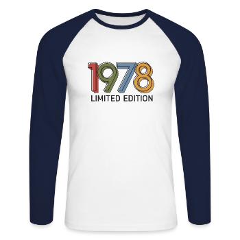 Vintage 1978 limited edition - Unisex Long Sleeve Baseball T-Shirt - white/navy - Front - Nik (191cm)