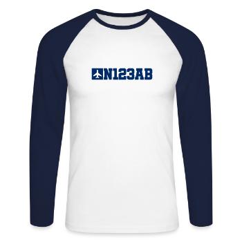 Custom Aviation - Flugzeug - Luffahrt - Pilot - Unisex Baseballshirt langarm - Weiß/Navy - Vorne - Nik (191cm)