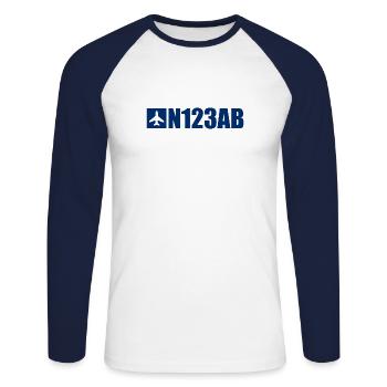 Custom Aviation - Flugzeug - Luffahrt - Pilot - Unisex Baseballshirt langarm - Weiß/Navy - Vorne - Nik (191cm)