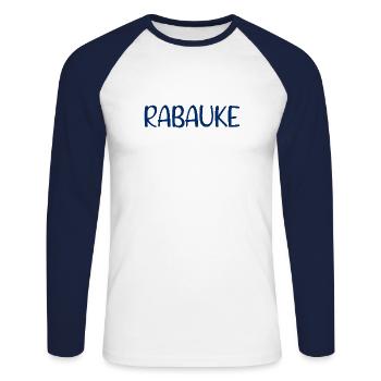 Rabauke - ungehobelter Mensch - ungezogenes Kind - Unisex Baseballshirt langarm - Weiß/Navy - Vorne - Nik (191cm)
