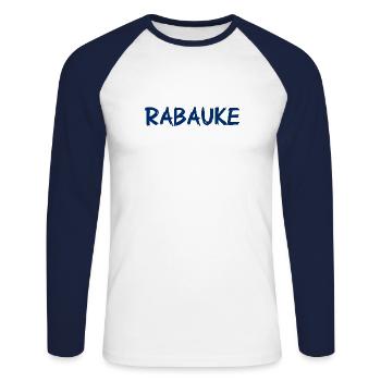 Rabauke - ungehobelter Mensch - ungezogenes Kind - Unisex Baseballshirt langarm - Weiß/Navy - Vorne - Nik (191cm)