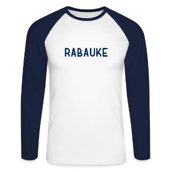 Rabauke - ungehobelter Mensch - ungezogenes Kind - Unisex Baseballshirt langarm - Weiß/Navy - Vorne - Nik (191cm)