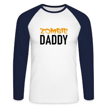 Zombie Daddy - Halloween - Pumpkin - Witch - Horror - Unisex Long Sleeve Baseball T-Shirt - white/navy - Front - Nik (191cm)