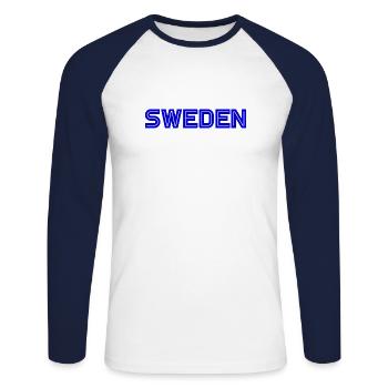 Sverige Sweden Schweden - Unisex Long Sleeve Baseball T-Shirt - white/navy - Front - Nik (191cm)