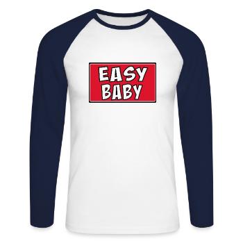 Bébé facile - T-shirt baseball manches longues Homme - blanc/marine - Devant - Nik (191cm)