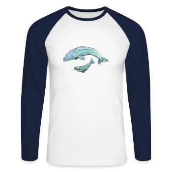 Gray Whale - Unisex Long Sleeve Baseball T-Shirt - white/navy - Front - Nik (191cm)