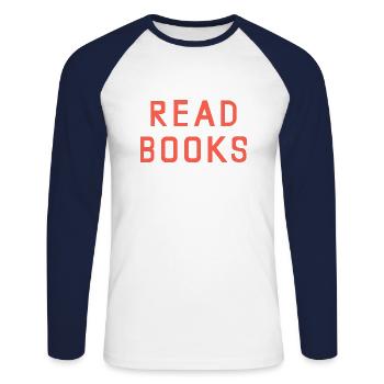 Chesapeake Shores Bree O'Brien Read Books T-Shirt - Unisex Long Sleeve Baseball T-Shirt - white/navy - Front - Nik (191cm)