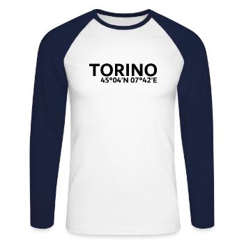 Torino coordinates - Unisex Long Sleeve Baseball T-Shirt - white/navy - Front - Nik (191cm)