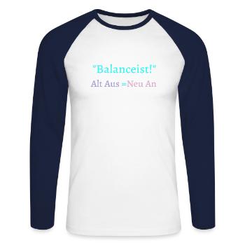 Balancist #1Neu 3 - Unisex Baseballshirt langarm - Weiß/Navy - Vorne - Nik (191cm)