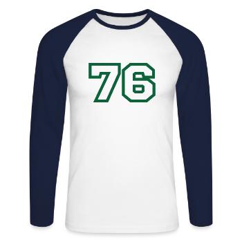 Numéro 76 sport - T-shirt baseball manches longues Homme - blanc/marine - Devant - Nik (191cm)