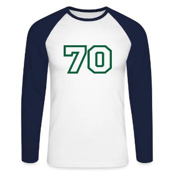 Numéro 70 sport - T-shirt baseball manches longues Homme - blanc/marine - Devant - Nik (191cm)