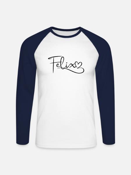 Felix, nom, prénom, déco - T-shirt baseball manches longues Homme - blanc/marine