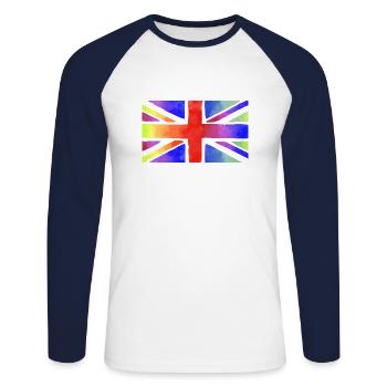 union jack britain angleterre flag - T-shirt baseball manches longues Homme - blanc/marine - Devant - Nik (191cm)