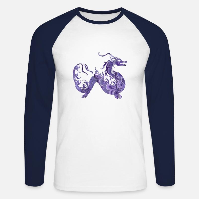 drachen e 76 - Unisex Baseballshirt langarm - Weiß/Navy