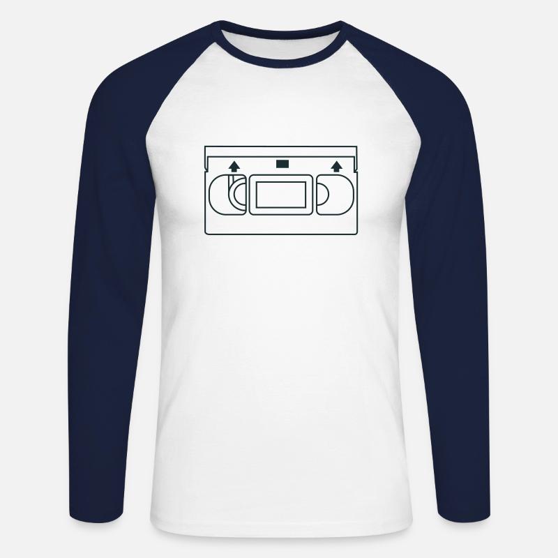 VHS-Band - Unisex Baseballshirt langarm - Weiß/Navy