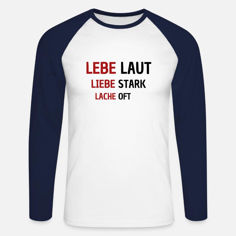 LEBE - Unisex Baseballshirt langarm - Weiß/Navy