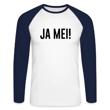 Ja Mei Spruch Bayern Geschenk Dialekt - Unisex Baseballshirt langarm - Weiß/Navy - Vorne - Nik (191cm)
