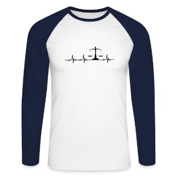 Cooles Anwalt Justiz T-Shirt - Unisex Baseballshirt langarm - Weiß/Navy - Vorne - Nik (191cm)