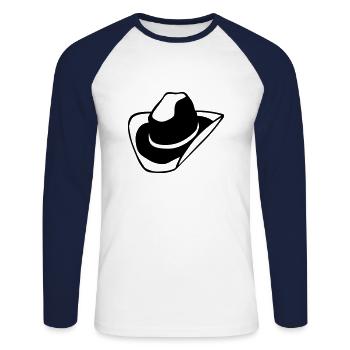 Western Cowboyhut - Unisex Baseballshirt langarm - Weiß/Navy - Vorne - Nik (191cm)