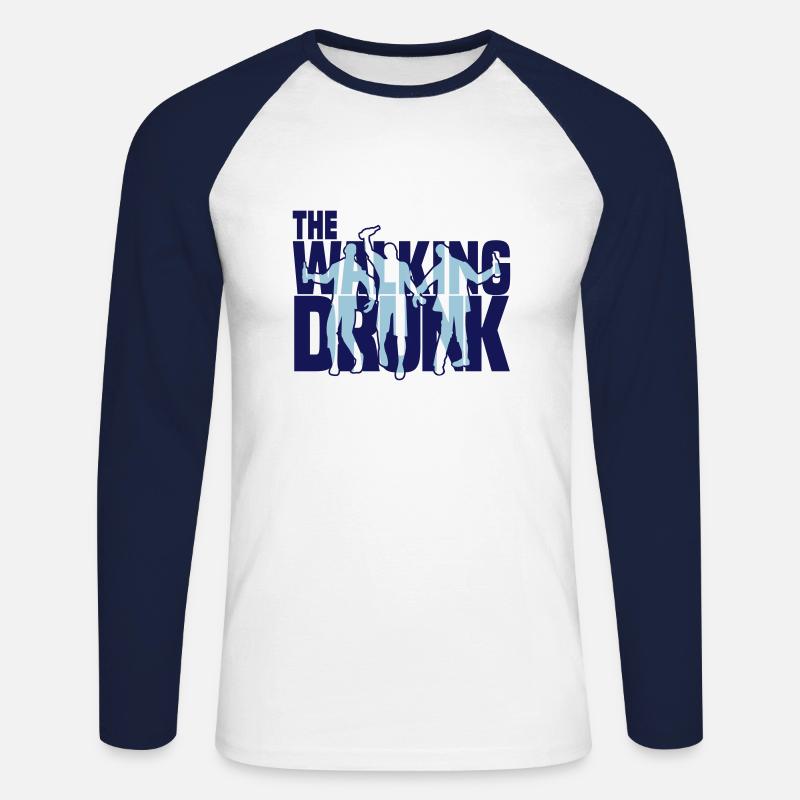the walking drunk - Unisex Baseballshirt langarm - Weiß/Navy