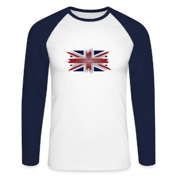 british flag art paint - Unisex Long Sleeve Baseball T-Shirt - white/navy - Front - Nik (191cm)