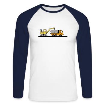 Excavator - Unisex Long Sleeve Baseball T-Shirt - white/navy - Front - Nik (191cm)