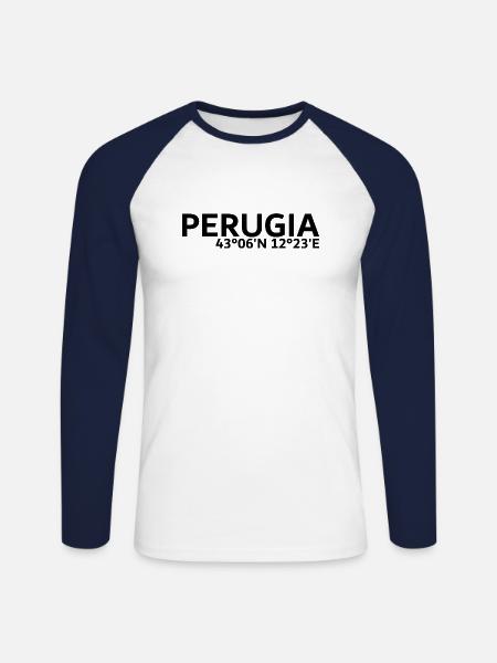 Perugia coordinates - Unisex Long Sleeve Baseball T-Shirt - white/navy
