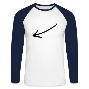 Arrow drawing sketch black - Unisex Long Sleeve Baseball T-Shirt - white/navy - Front - Nik (191cm)