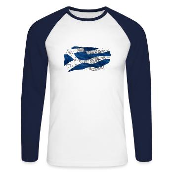 ich bin frei - Unisex Baseballshirt langarm - Weiß/Navy - Vorne - Nik (191cm)