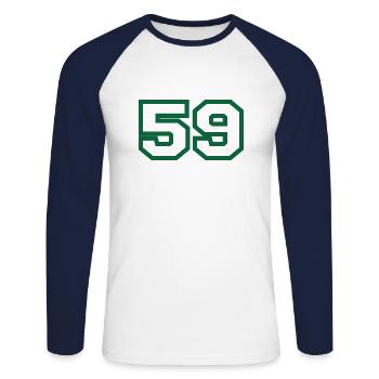 Number 59 green sport - Unisex Long Sleeve Baseball T-Shirt - white/navy - Front - Nik (191cm)