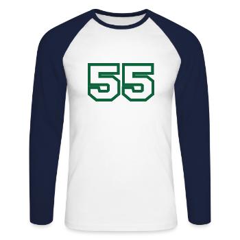 Nummer 55 green sport - Unisex Baseballshirt langarm - Weiß/Navy - Vorne - Nik (191cm)