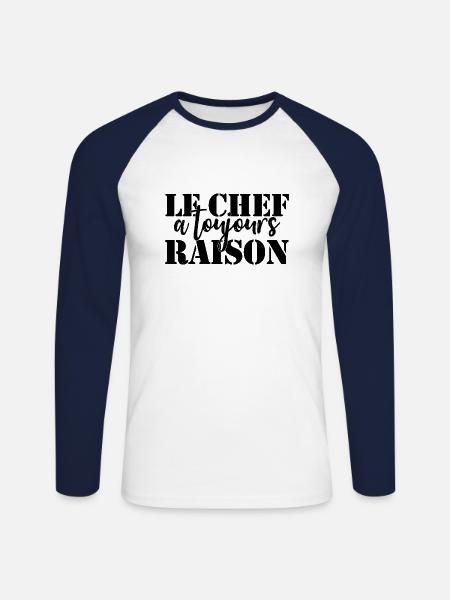 Chef is always right - Unisex Long Sleeve Baseball T-Shirt - white/navy