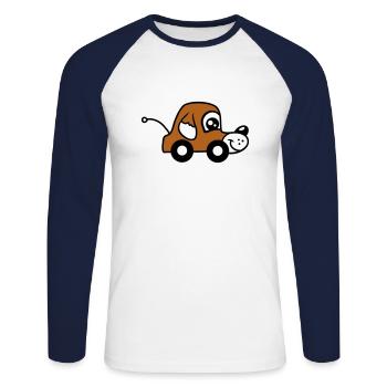 Dog Car Toy Remote Controlled Driving Wheels Cute - Unisex Long Sleeve Baseball T-Shirt - white/navy - Front - Nik (191cm)