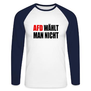 afd wählt man nicht - Unisex Baseballshirt langarm - Weiß/Navy - Vorne - Nik (191cm)