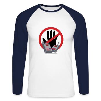Peace USA North Korea - Unisex Long Sleeve Baseball T-Shirt - white/navy - Front - Nik (191cm)