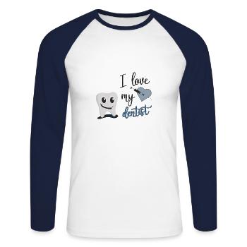 dentist - Unisex Long Sleeve Baseball T-Shirt - white/navy - Front - Nik (191cm)