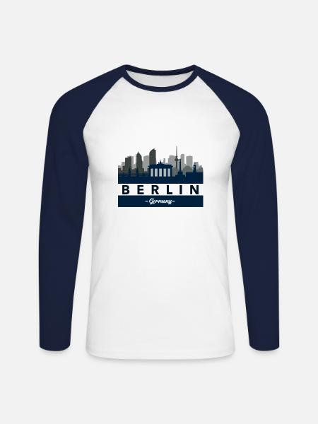 Berlin - Unisex Long Sleeve Baseball T-Shirt - white/navy