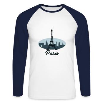 Paris - Unisex Long Sleeve Baseball T-Shirt - white/navy - Front - Nik (191cm)