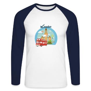 London - Unisex Long Sleeve Baseball T-Shirt - white/navy - Front - Nik (191cm)