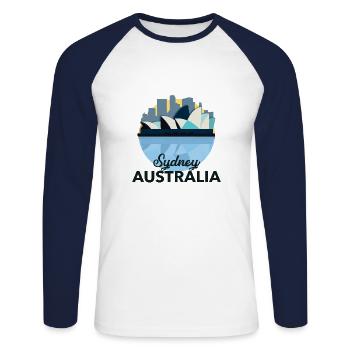 Sydney Australien - Unisex Baseballshirt langarm - Weiß/Navy - Vorne - Nik (191cm)
