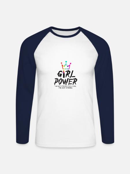 Girl Power - Unisex Baseballshirt langarm - Weiß/Navy