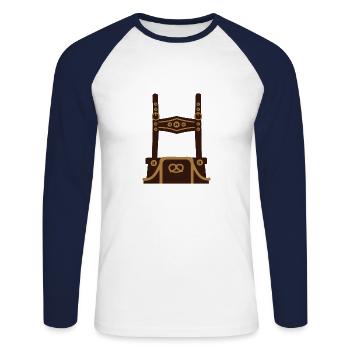 Lederhosen Tracht - Unisex Baseballshirt langarm - Weiß/Navy - Vorne - Nik (191cm)