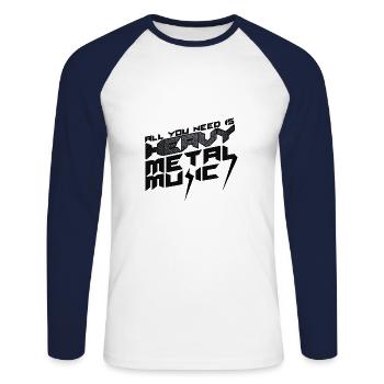 Heavy Metal - Unisex Baseballshirt langarm - Weiß/Navy - Vorne - Nik (191cm)