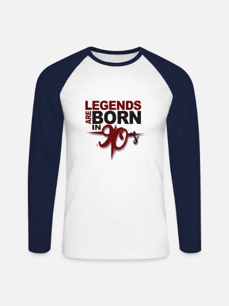90er Jahre - Unisex Baseballshirt langarm - Weiß/Navy