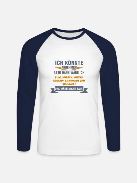 Ich könnte abnehmen Spruch - Unisex Baseballshirt langarm - Weiß/Navy