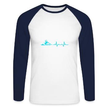 Heartbeat Canoe Heartbeats - Unisex Baseballshirt langarm - Weiß/Navy - Vorne - Nik (191cm)