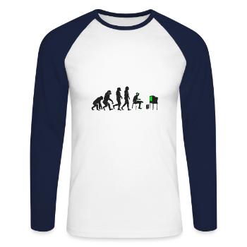 Evolution of Gamer Evolution - Unisex Baseballshirt langarm - Weiß/Navy - Vorne - Nik (191cm)